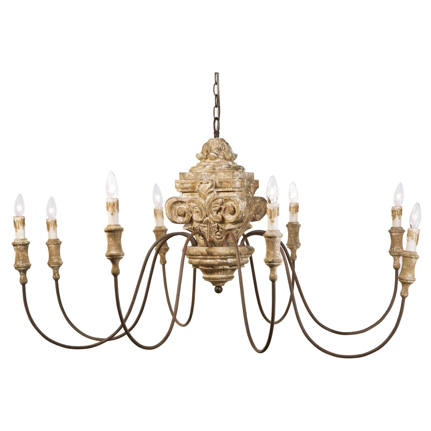 16-1018 Wood Carved Chandelier