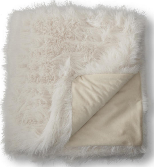 White Faux Fur Throw Blanket 60"
