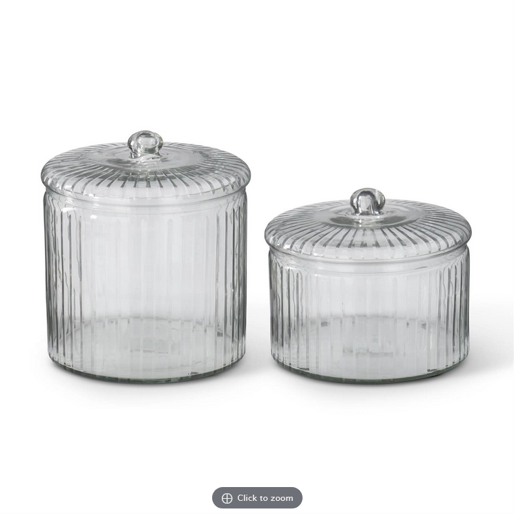 Line Etched Glass Container