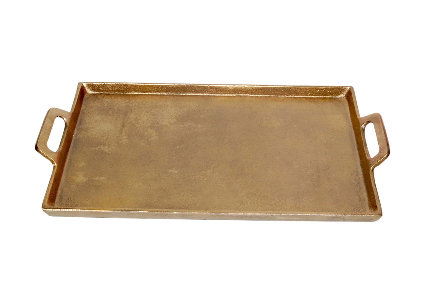 866527 Alum. Tray with Handles, Antique Brass 15x25