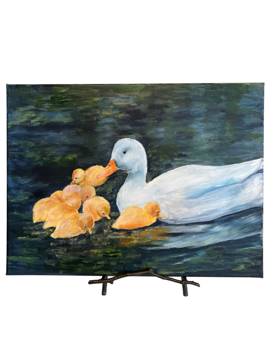 Duck & Ducklings Painting 24x18" by Dorthy Gillen