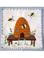 8"x8" White Pillow w/ Hive & Flowers