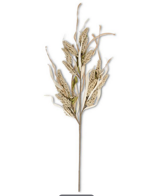 41211A Natural Pepperberry w/ Cornhusk and leave Stem 33"