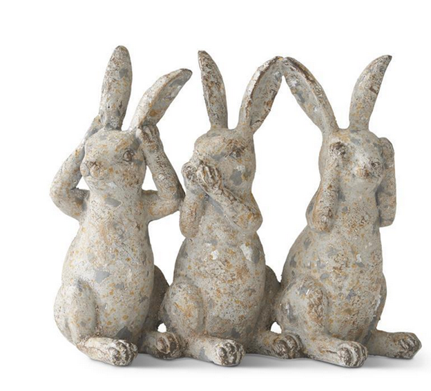 16274A Resin Distressed Gray 3 Bunnies