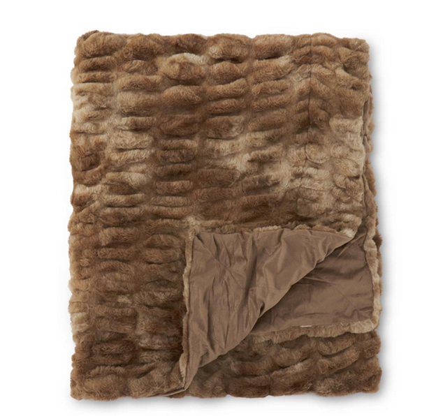 Brown Ribbed Faux Throw Blanket 60"