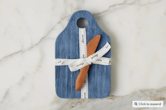 Dutch Cheese Board w/ Spreader Blue