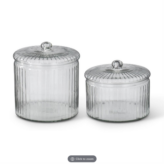 Line Etched Glass Container