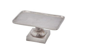 Sm. Cast Aluminum Tray on Stand Raw Nickel
