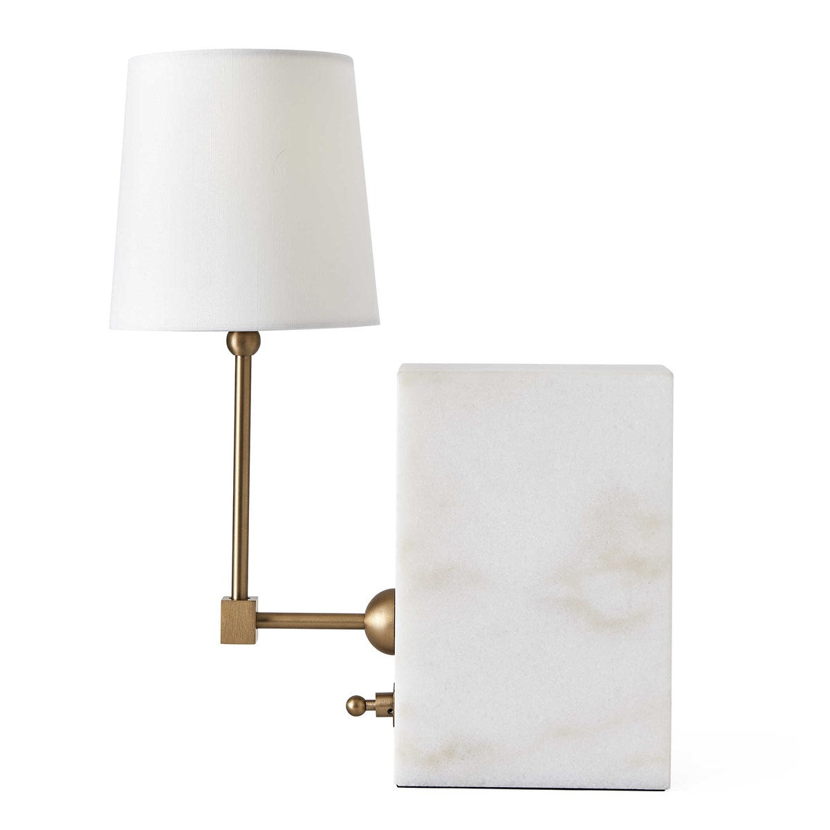 White Marble/Brass Lamp 16"H