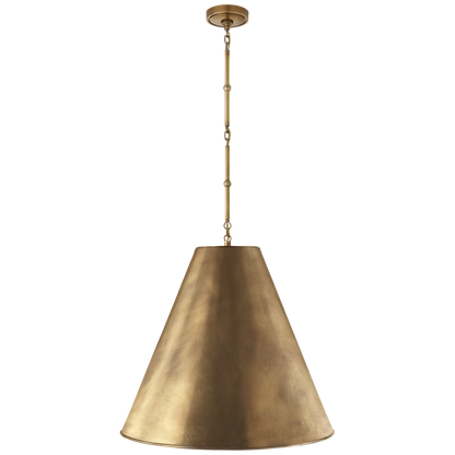Handed Rubbed Antique Brass Hanging Lamp 50"